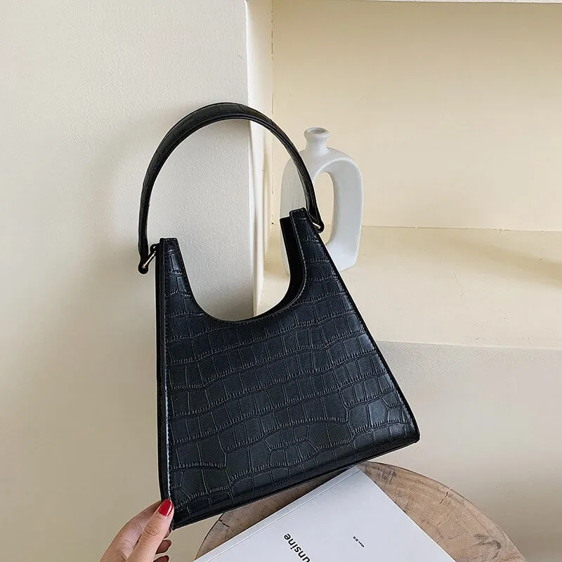 2021 women's joker trendy elegant retro style crocodile grain leather shoulder bag messenger bag