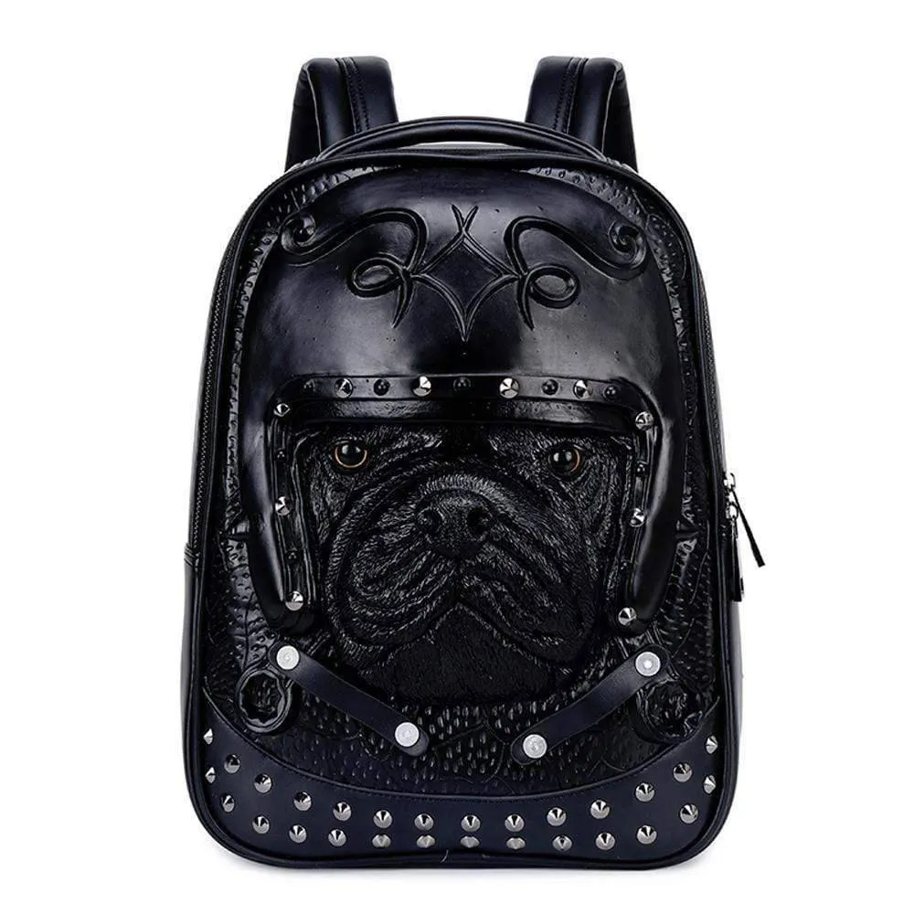 3D Backpack 3D Sha Pei Dog With Helmet Studded Backpack,14 Inch Lightweight Computer Rucksack