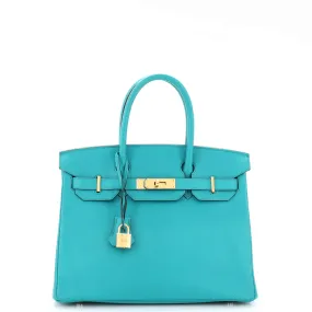 Birkin Handbag Bleu Paon Epsom with Gold Hardware 30