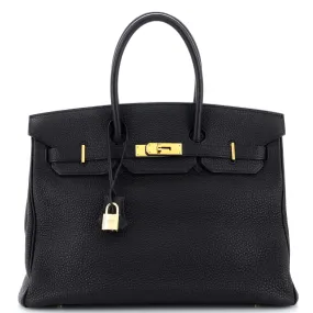 Birkin Handbag Noir Togo with Gold Hardware 35