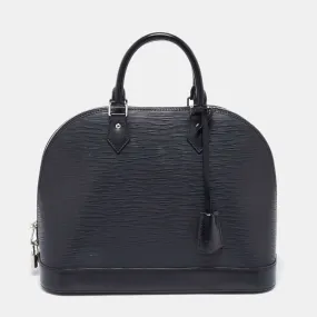 Black Epi Leather Alma MM Bag