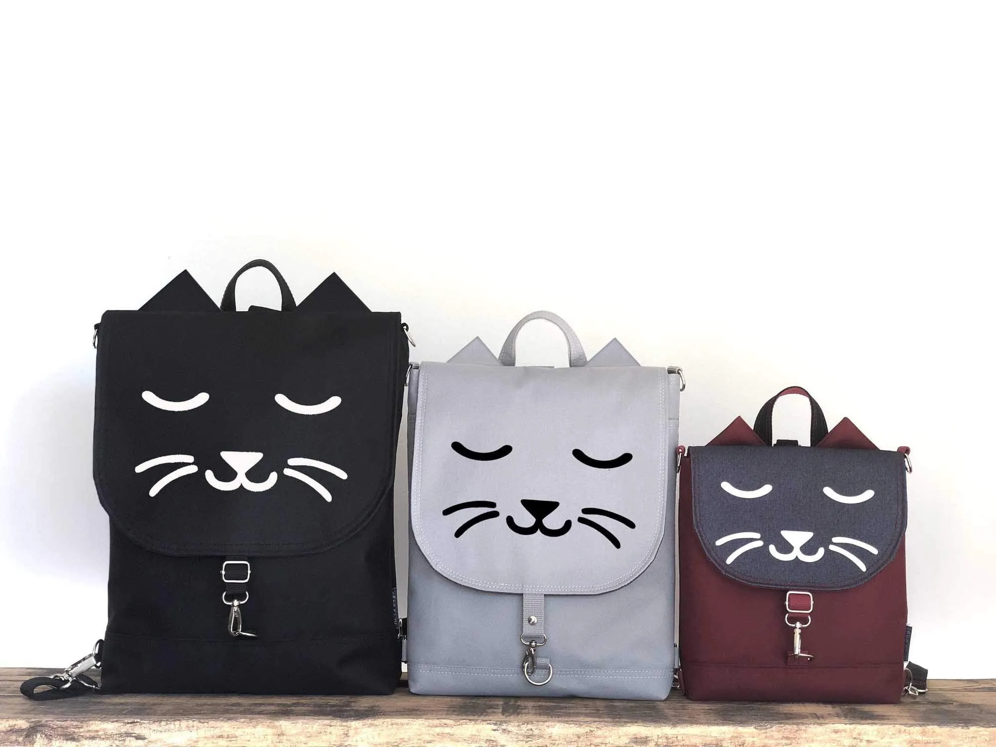 Black White Cat Backpack, Personalized Cross Body Bag | Aris Bags