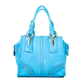 Blue Handbag with Light Gold Studs - OH-5024 BLUE