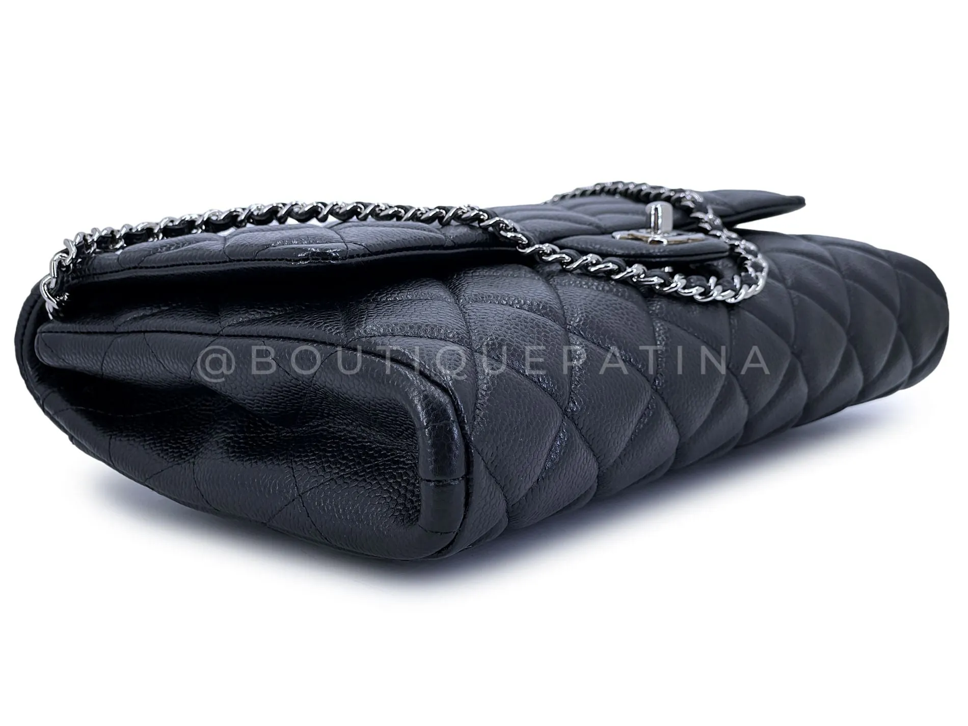 Chanel Black Caviar Clutch with Chain Timeless Flap Bag SHW 2012