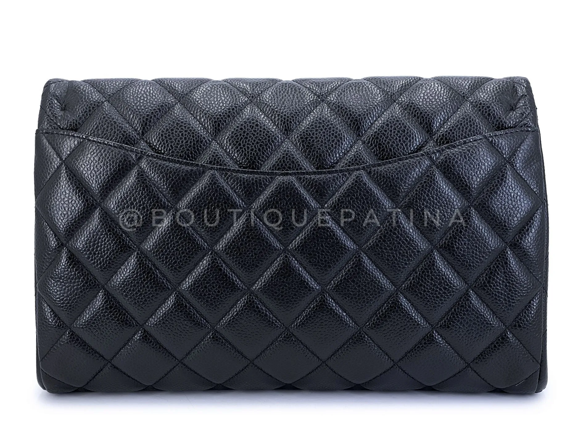 Chanel Black Caviar Clutch with Chain Timeless Flap Bag SHW 2012