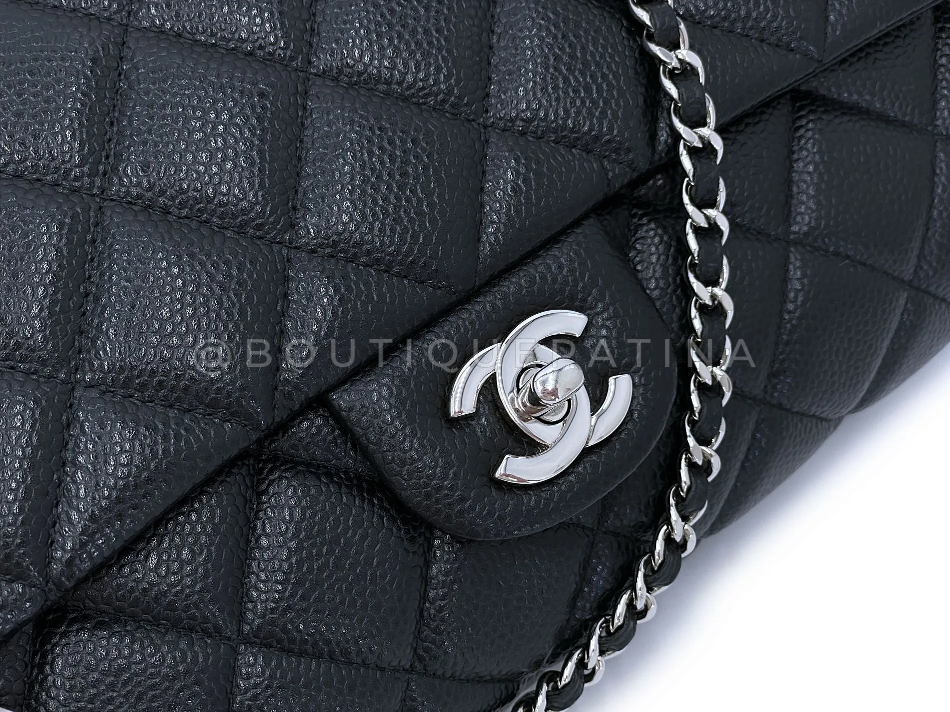 Chanel Black Caviar Clutch with Chain Timeless Flap Bag SHW 2012