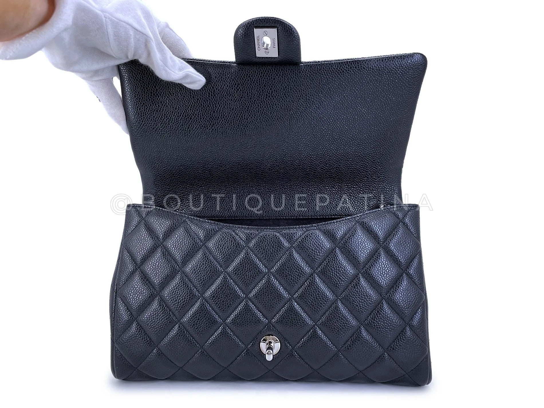 Chanel Black Caviar Clutch with Chain Timeless Flap Bag SHW 2012