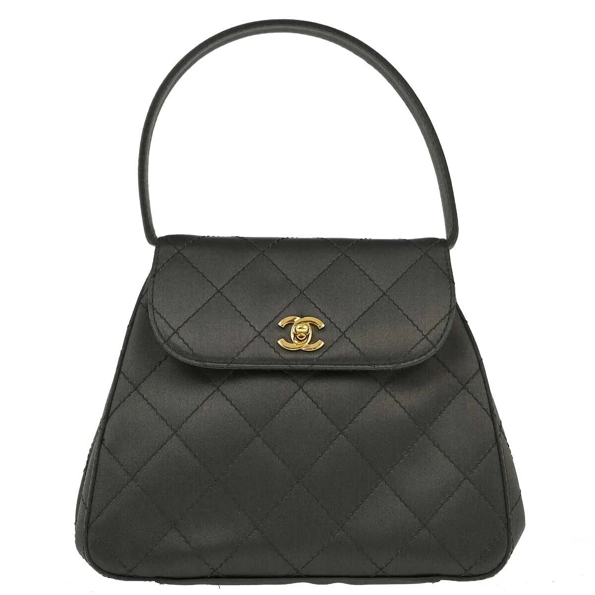 Chanel Gray Satin Handbag