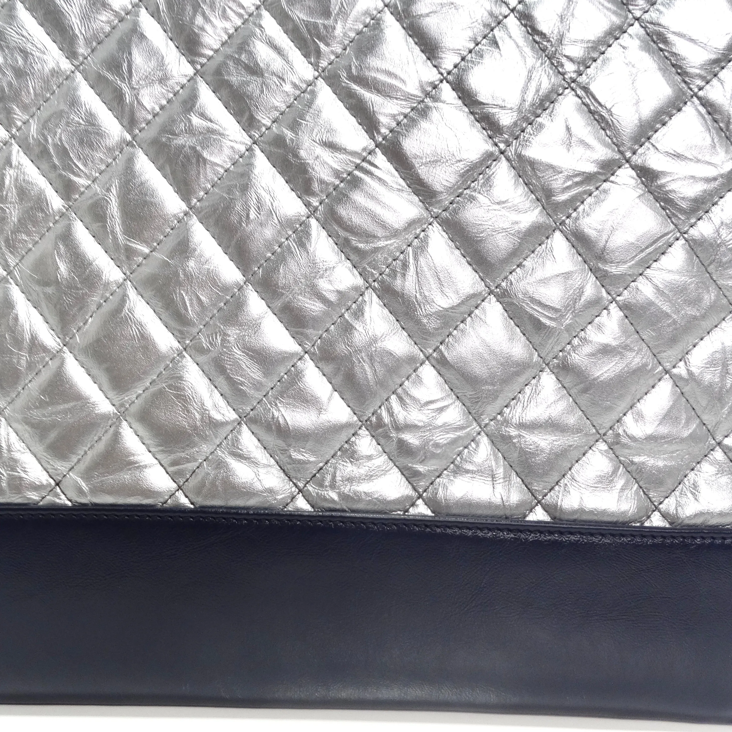 Chanel Silver Leather Gabrielle Clutch