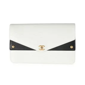 CHANEL White Chevron Calfskin Casual Trip New Clutch