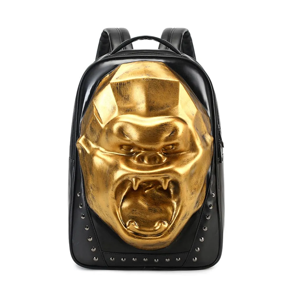 Cool Unisexs 3D Skull Backpack ,Angry King Kong Backpack , Studded Large Volumn Laptop Backpack