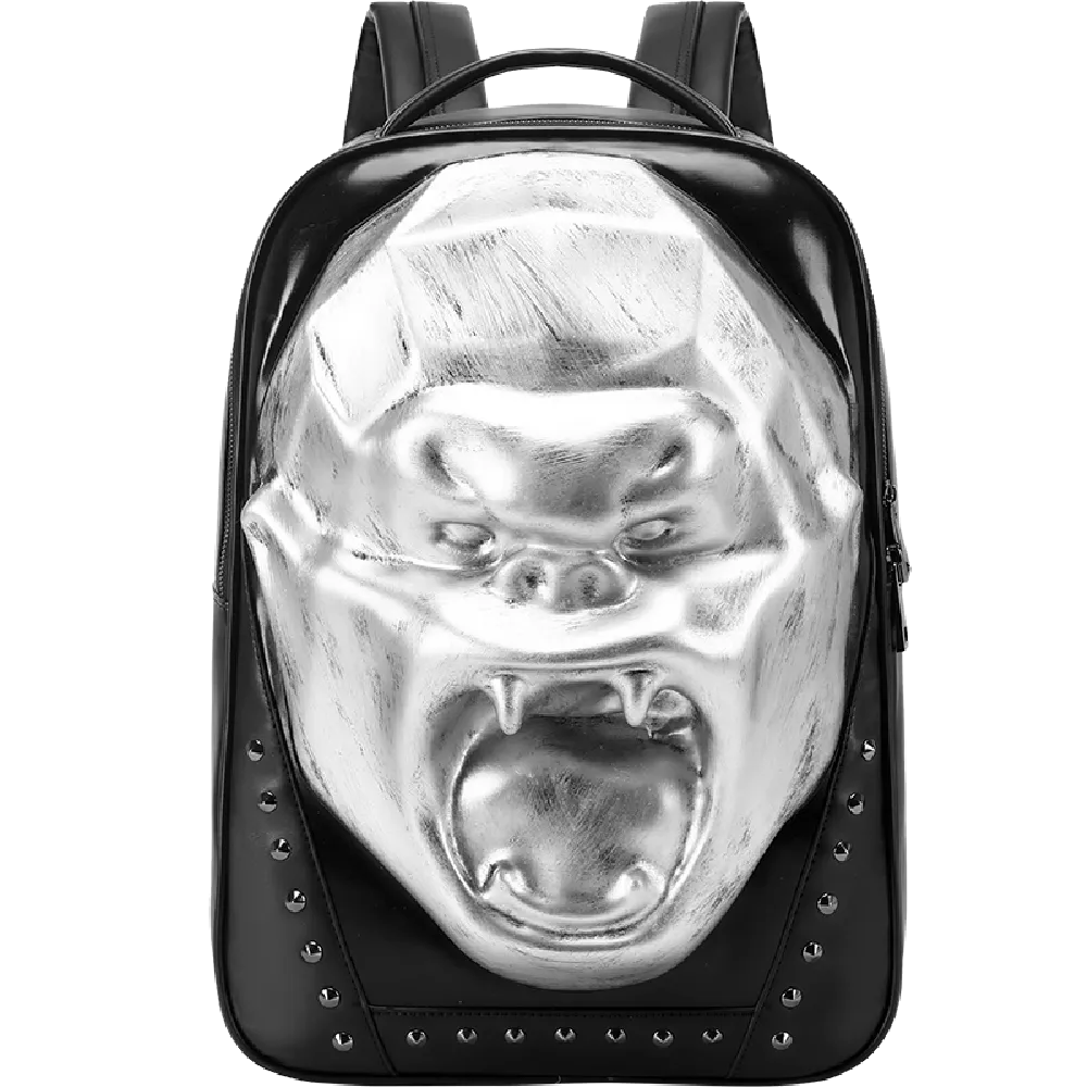 Cool Unisexs 3D Skull Backpack ,Angry King Kong Backpack , Studded Large Volumn Laptop Backpack