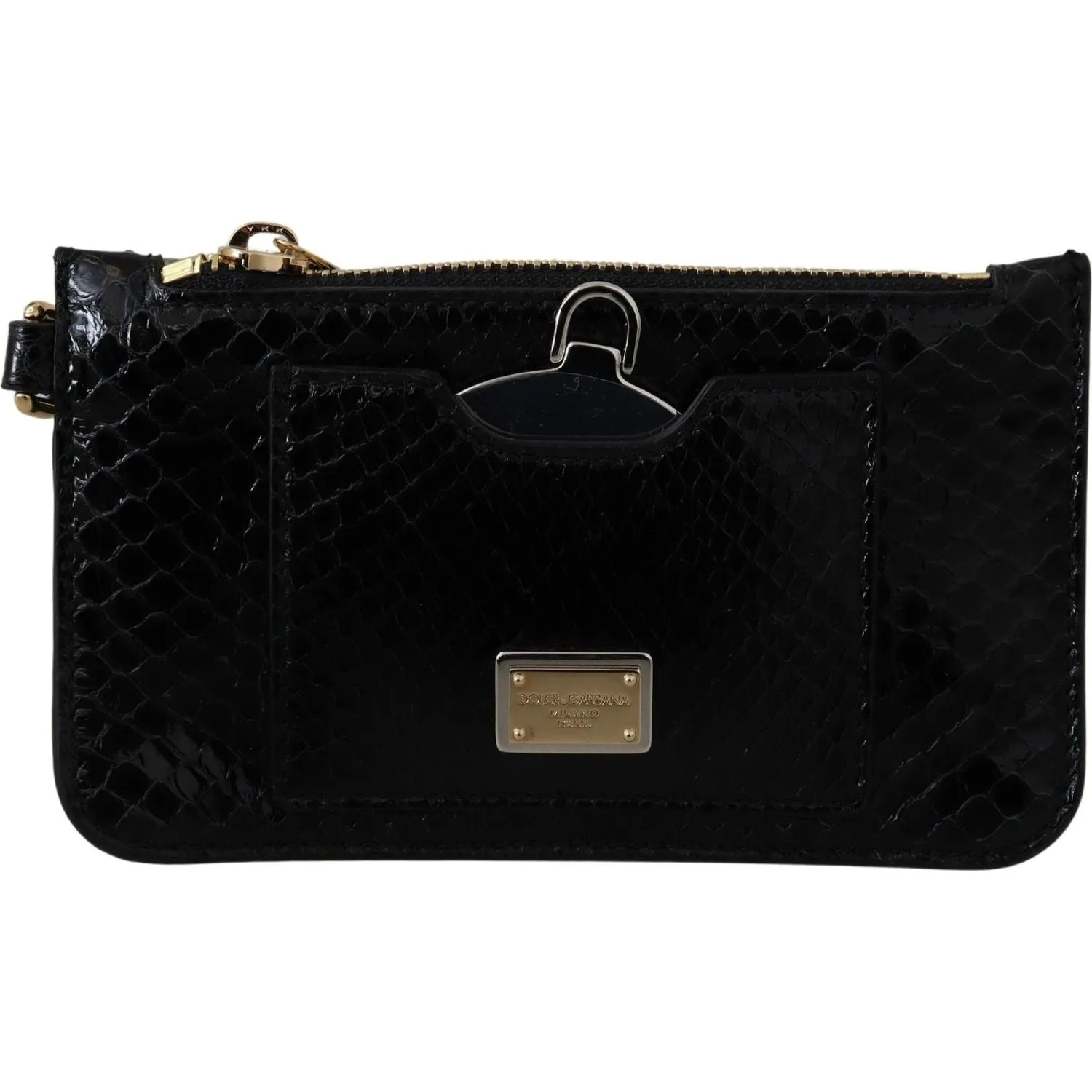 Dolce & Gabbana Elegant Python Pattern Leather Wristlet Wallet