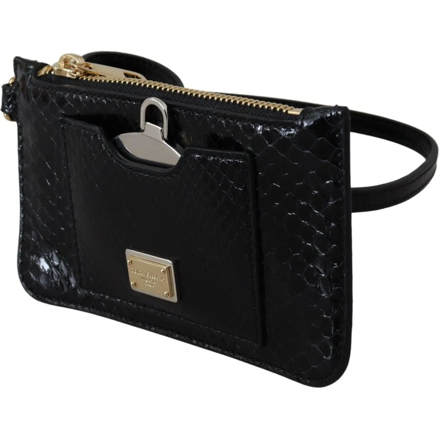 Dolce & Gabbana Elegant Python Pattern Leather Wristlet Wallet