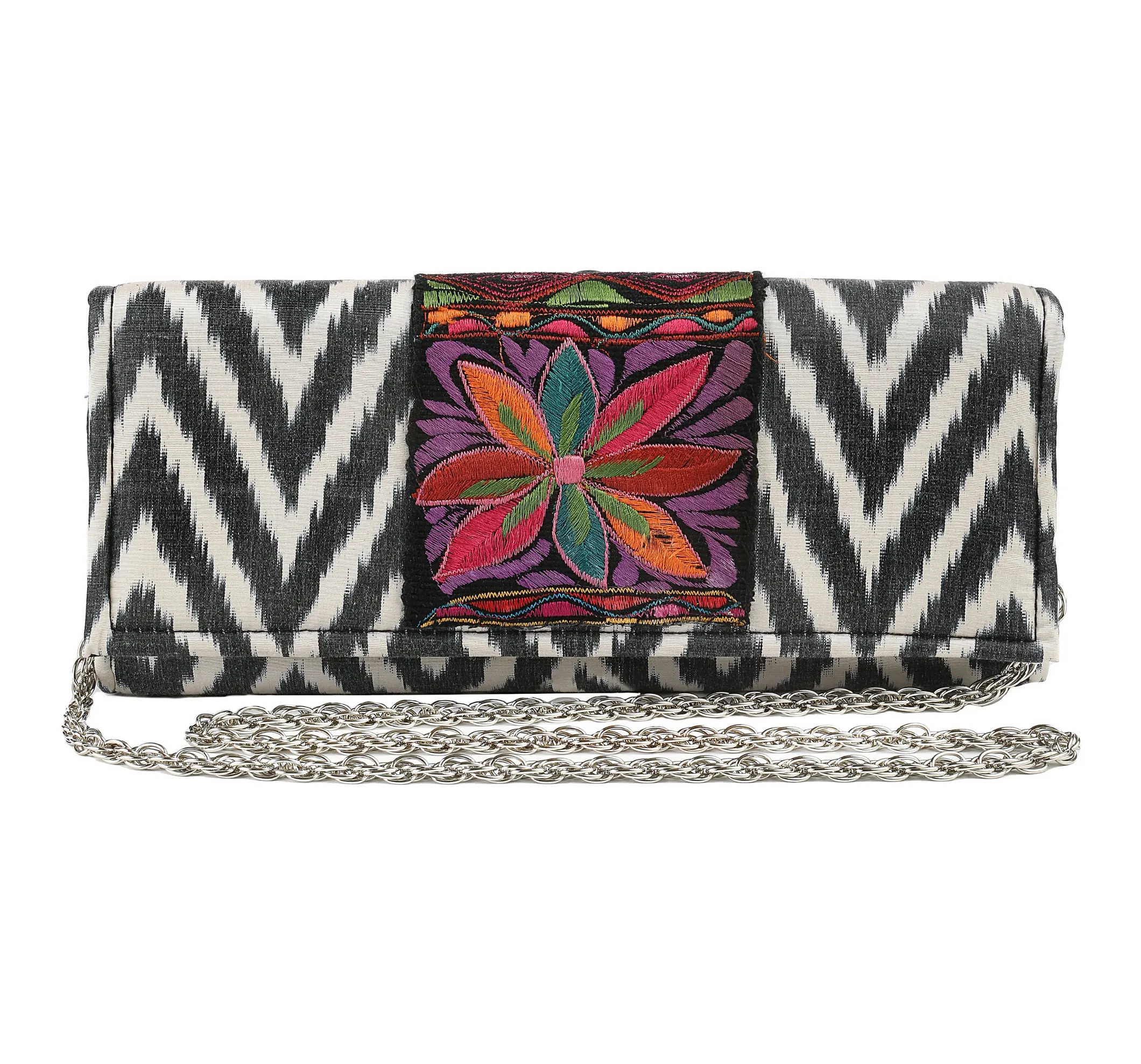 Du Monde Collection - Rye Silk Ikat   Guatemalan Textile Clutch