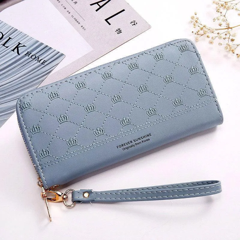 Elegant Crown Embroidered Clutch Wallet for Women