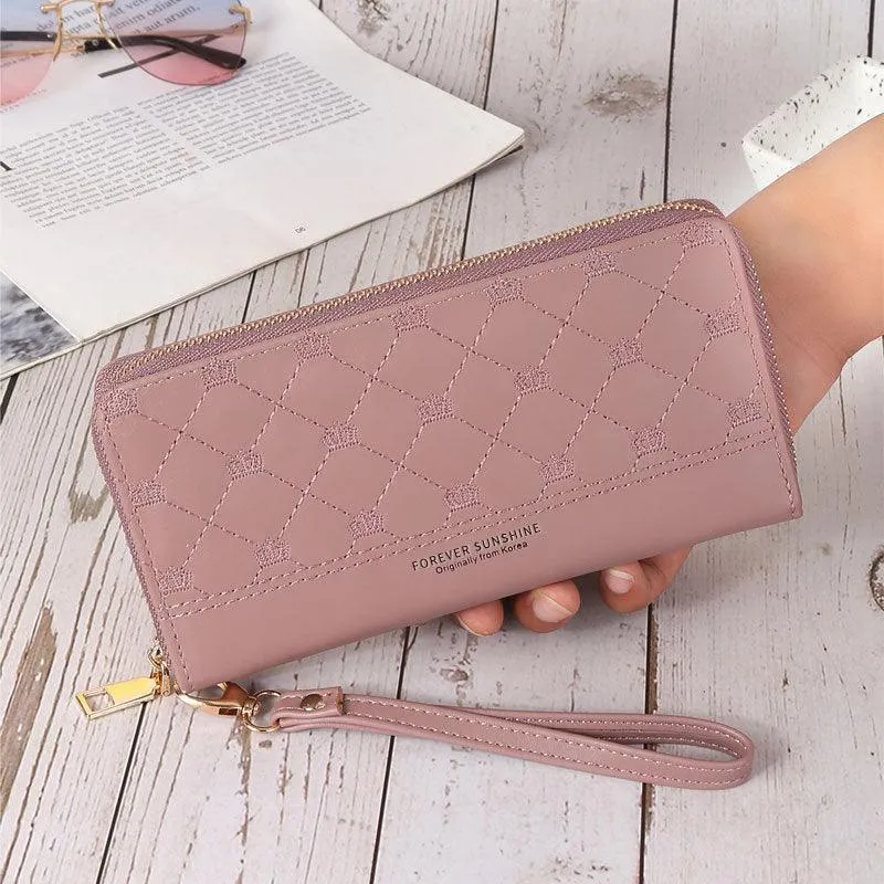 Elegant Crown Embroidered Clutch Wallet for Women