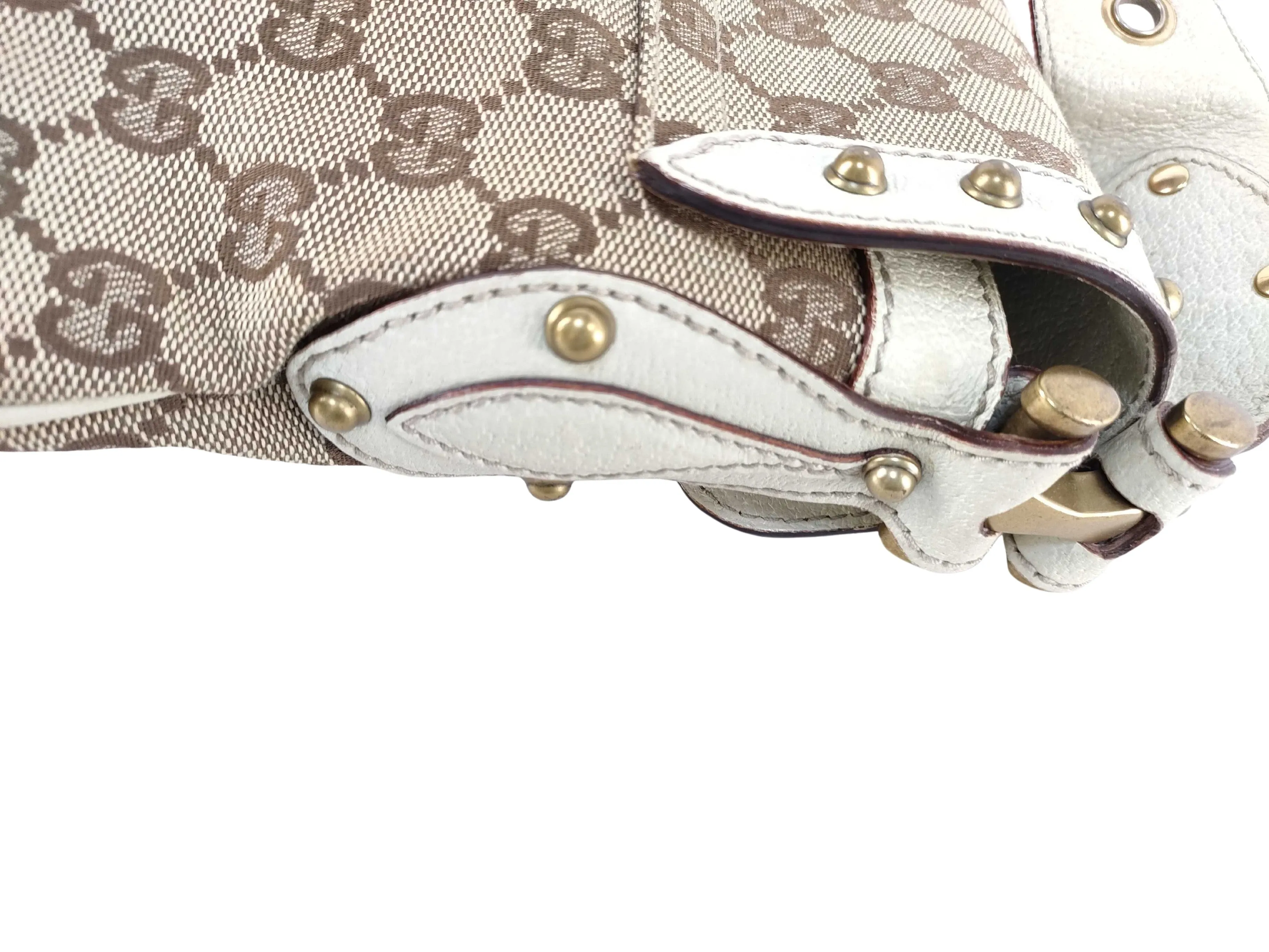 Gucci Horsebit Canvas Leather Handbag Tote