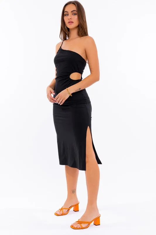 IN THE STARS One Shoulder Midi Dress