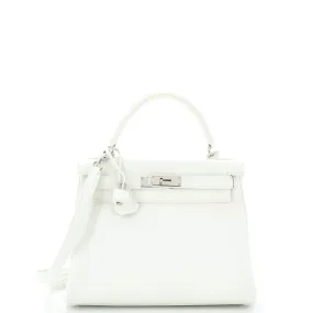 Kelly Handbag Blanc Clemence with Palladium Hardware 28