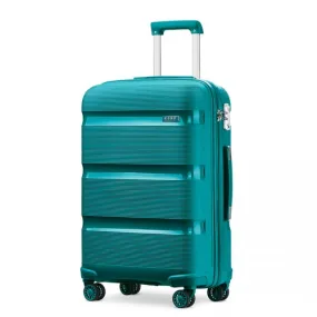 Kono 28-Inch Bright Hard Shell PP Suitcase - Classic Collection - Blue/Green Travel Luggage