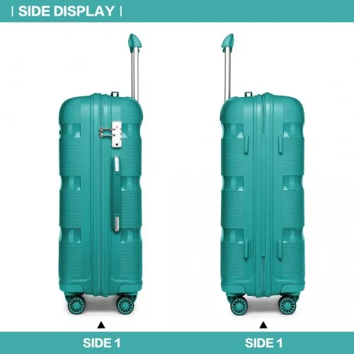 Kono 28-Inch Bright Hard Shell PP Suitcase - Classic Collection - Blue/Green Travel Luggage