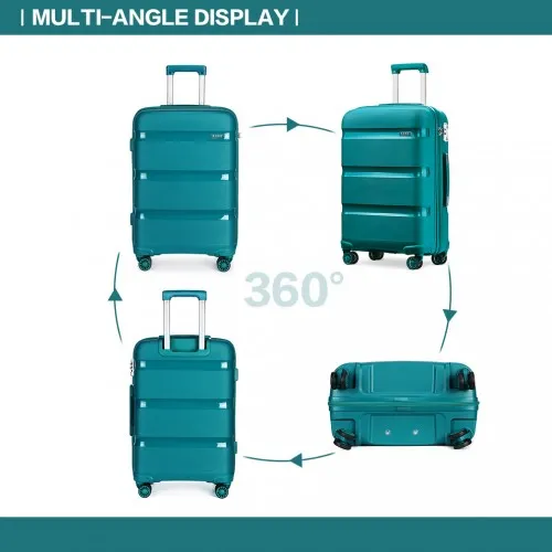 Kono 28-Inch Bright Hard Shell PP Suitcase - Classic Collection - Blue/Green Travel Luggage