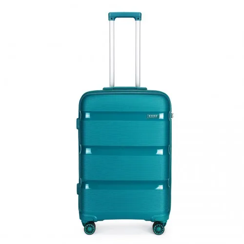 Kono 28-Inch Bright Hard Shell PP Suitcase - Classic Collection - Blue/Green Travel Luggage