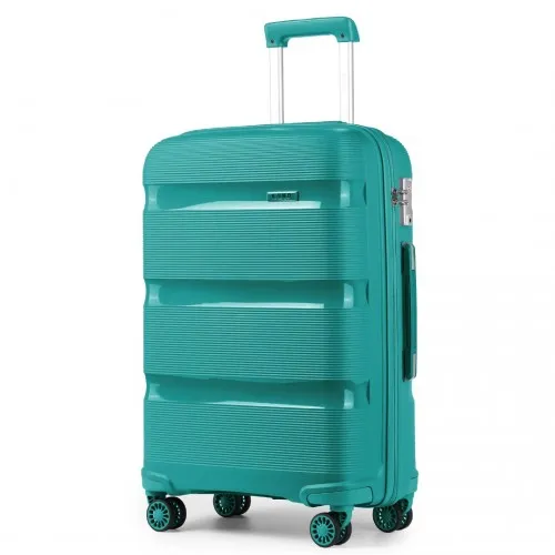 Kono 28-Inch Bright Hard Shell PP Suitcase - Classic Collection - Blue/Green Travel Luggage