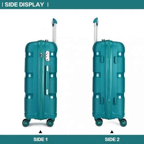 Kono 28-Inch Bright Hard Shell PP Suitcase - Classic Collection - Blue/Green Travel Luggage