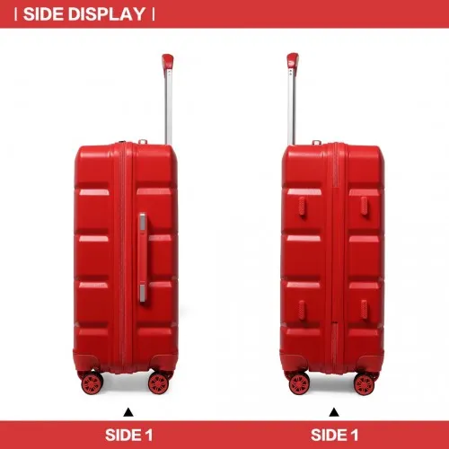 Kono Lightweight 4-Piece Hard Shell ABS Red Suitcase Set with TSA Lock and Vanity Case