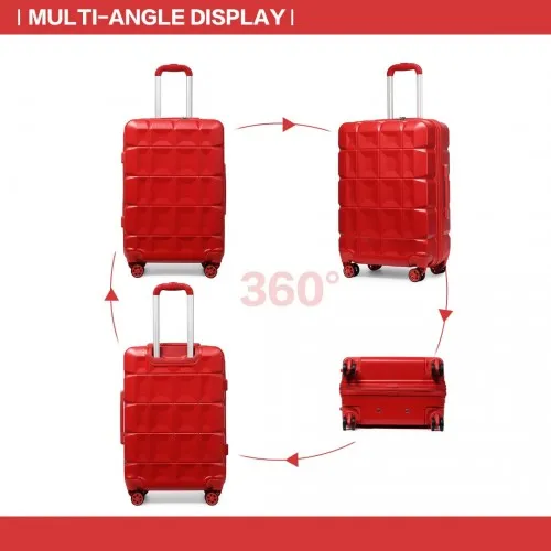 Kono Lightweight 4-Piece Hard Shell ABS Red Suitcase Set with TSA Lock and Vanity Case