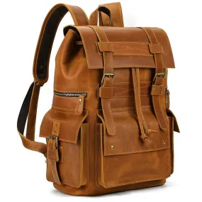 Leather Backpack Luxury Male Real Leather Travel Day Bag