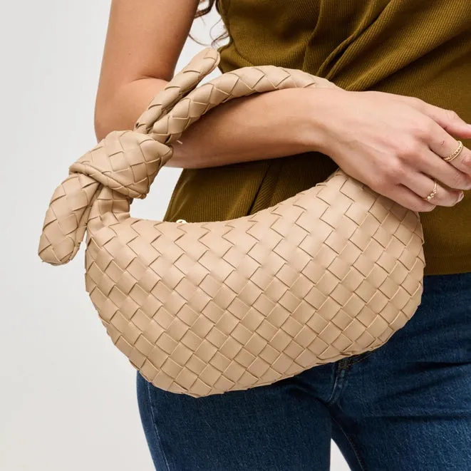 Lizbeth Woven Knot Clutch-Natural