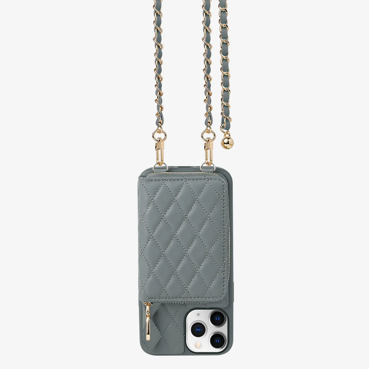 LuxeCharm- Argyle Phone Case with Adjustable Chain Strap