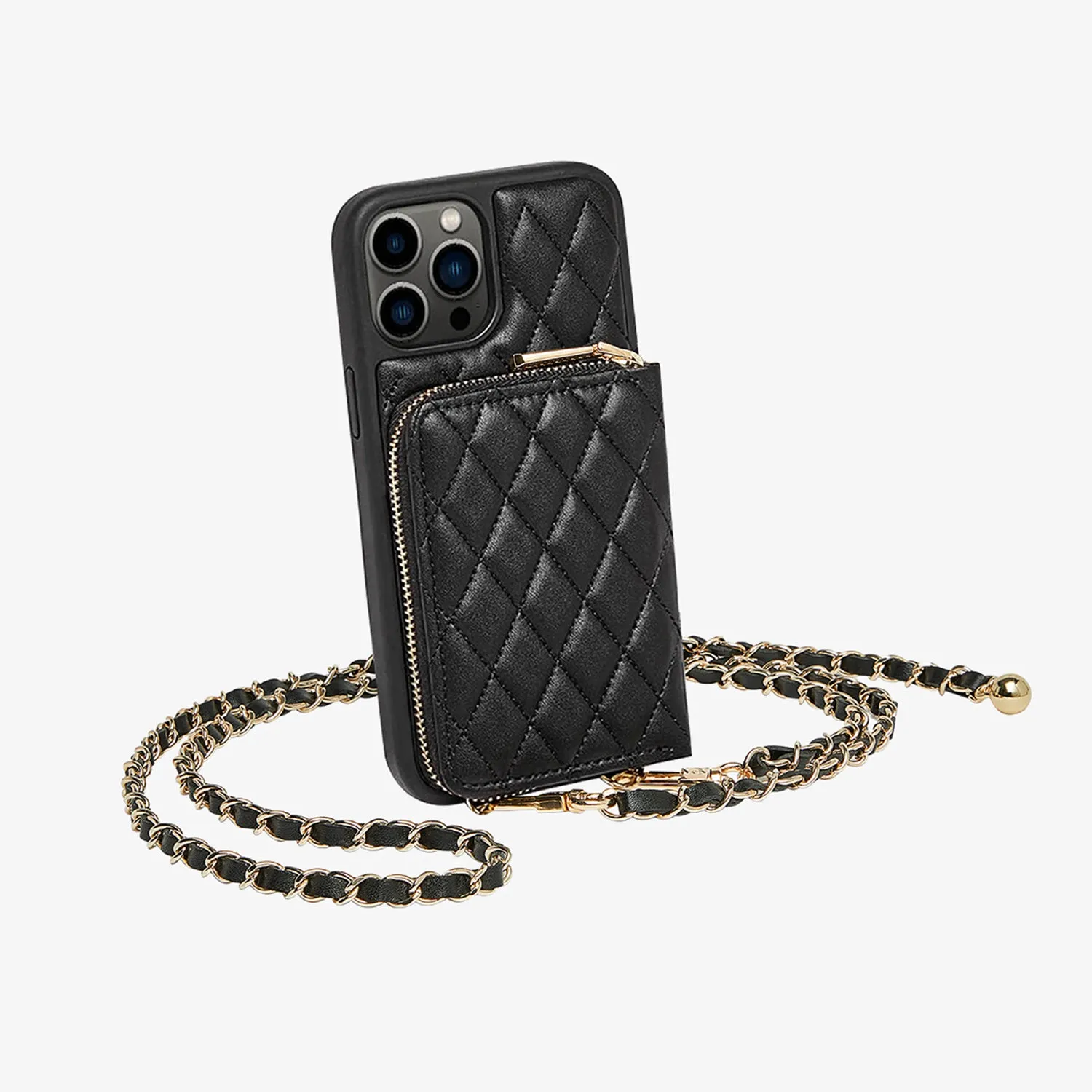 LuxeCharm- Argyle Phone Case with Adjustable Chain Strap