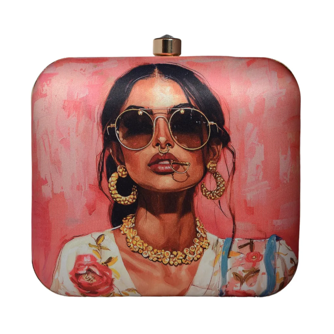 Modern Muse Woman Portrait Clutch