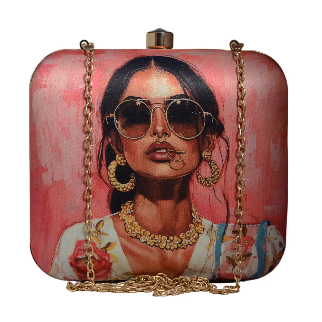 Modern Muse Woman Portrait Clutch