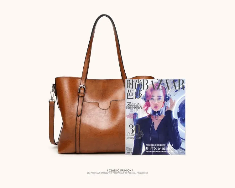 Oil wax Women's Leather Handbags