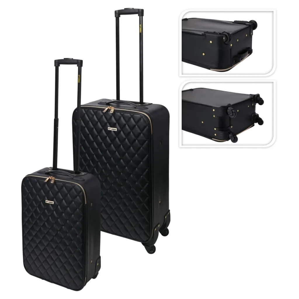 ProWorld 2 Piece Suitcase Set - Quilted Design, Black - Stylish & Durable Travel Luggage