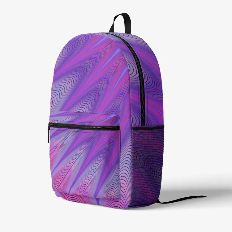 Psychedelic Purple-wawes Colorful Print Trendy Backpack