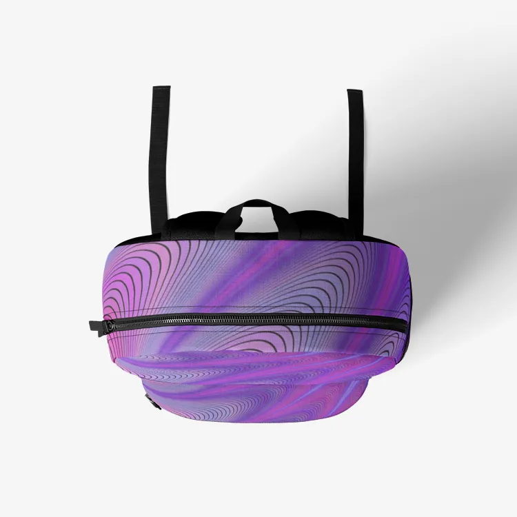 Psychedelic Purple-wawes Colorful Print Trendy Backpack