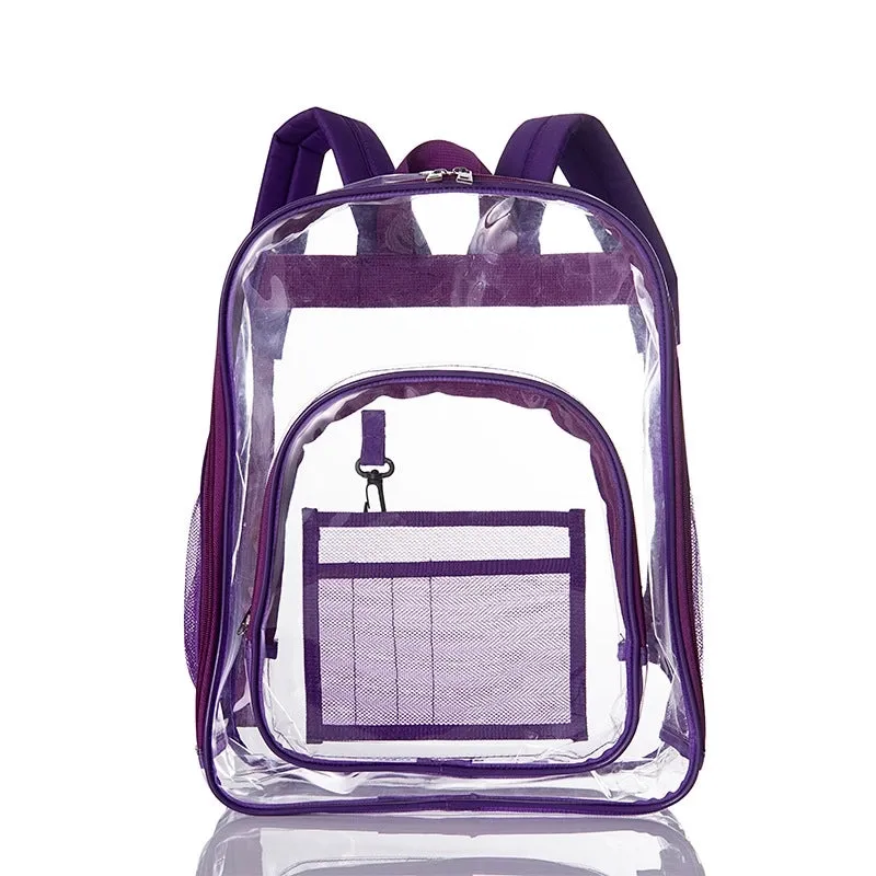 Pvc Solid Color Fashion Transparent Square Functional Backpack