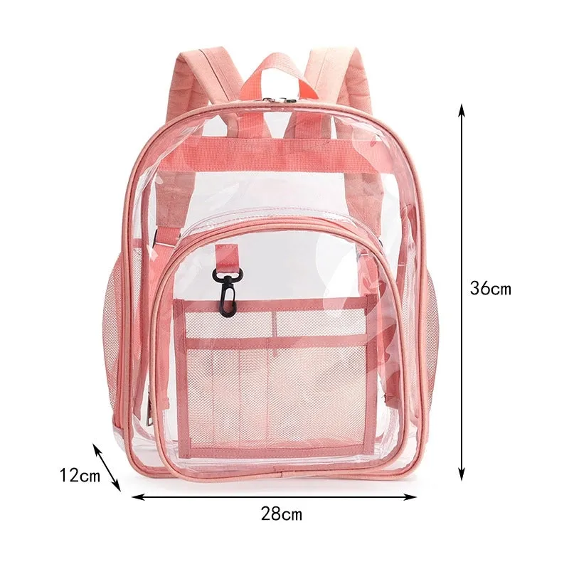 Pvc Solid Color Fashion Transparent Square Functional Backpack