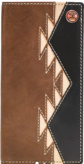 "Tonkawa" Ivory Aztec Inlay Rodeo Wallet Black Accent Overlay and Hooey Logo Rivot