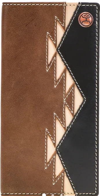 "Tonkawa" Ivory Aztec Inlay Rodeo Wallet Black Accent Overlay and Hooey Logo Rivot