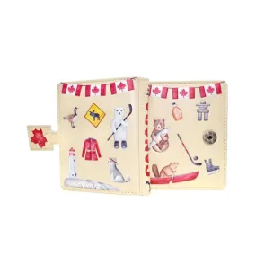 Shagwear Canadian Print Small Cream Zipper Wallet