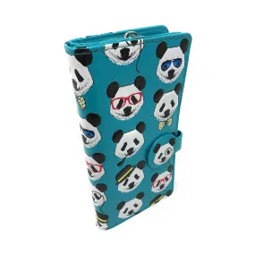 Shagwear Panda Repeat Large Teal Zipper Wallet