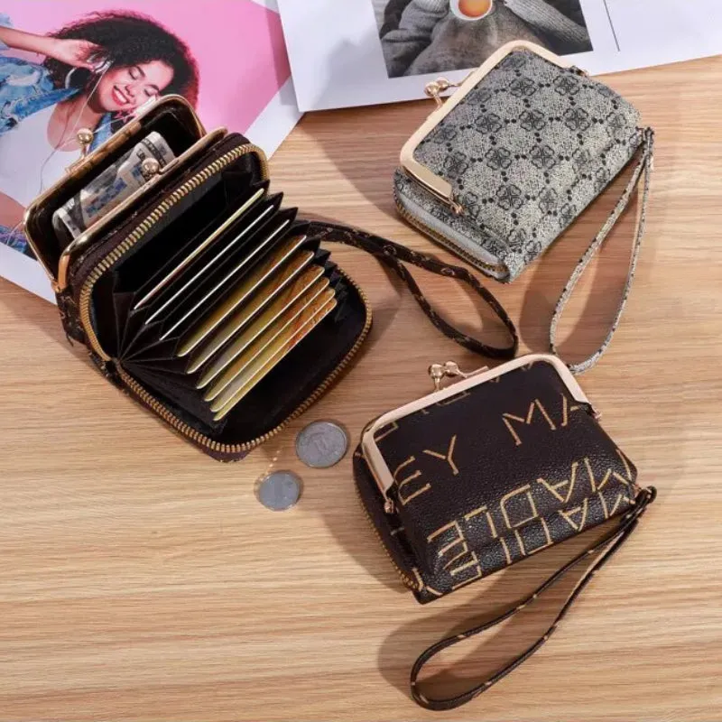 Small Coin Purse and Card Case Wallet with Stylish Wristlet