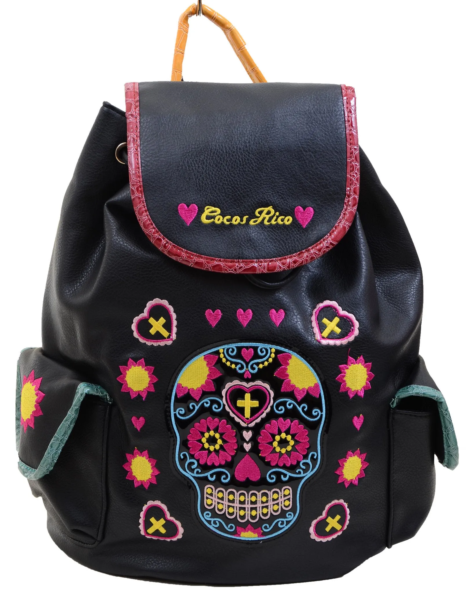 Sugar Skull Día de Muertos Day of the Dead Vegan Leather Backpack